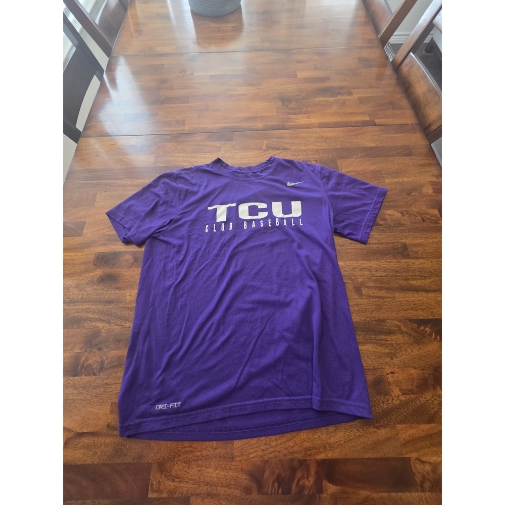 Nike‎ Dry Fit Tcu Baseball Mens Shirt Large Purple Horned Frogs Sku 7